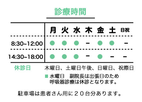 診療時間・休診日のご案内